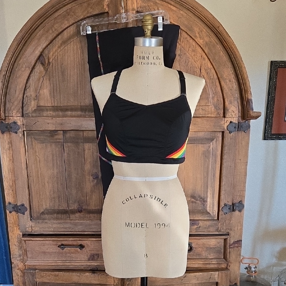Lane Bryant Black Sports Bra with Rainbow Accents